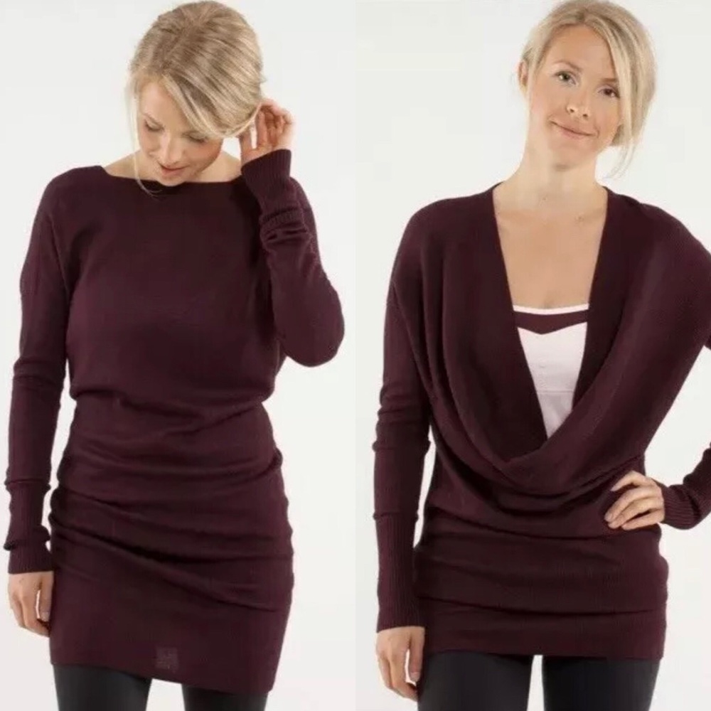 Lululemon Burgundy Serenity Sweater Wrap Dress